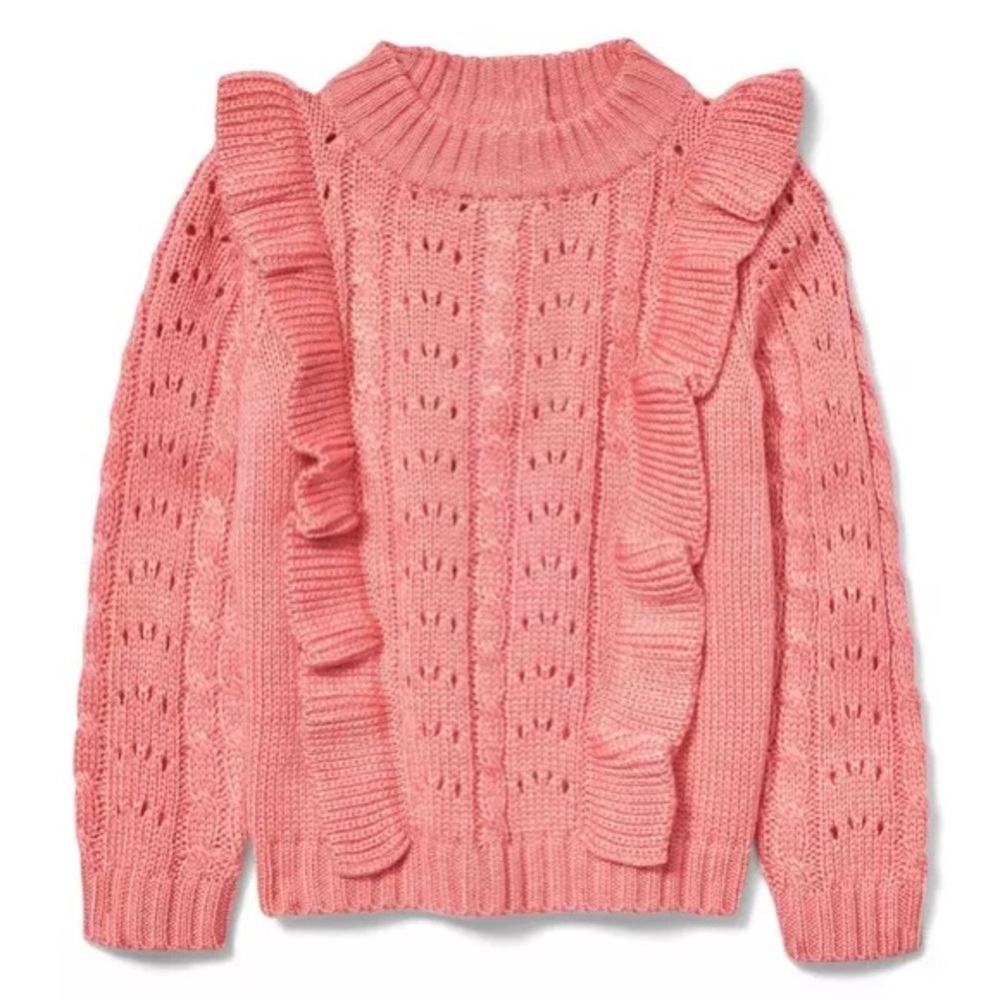 Janie and Jack Coral Cable Knit & Eyelet Sweater